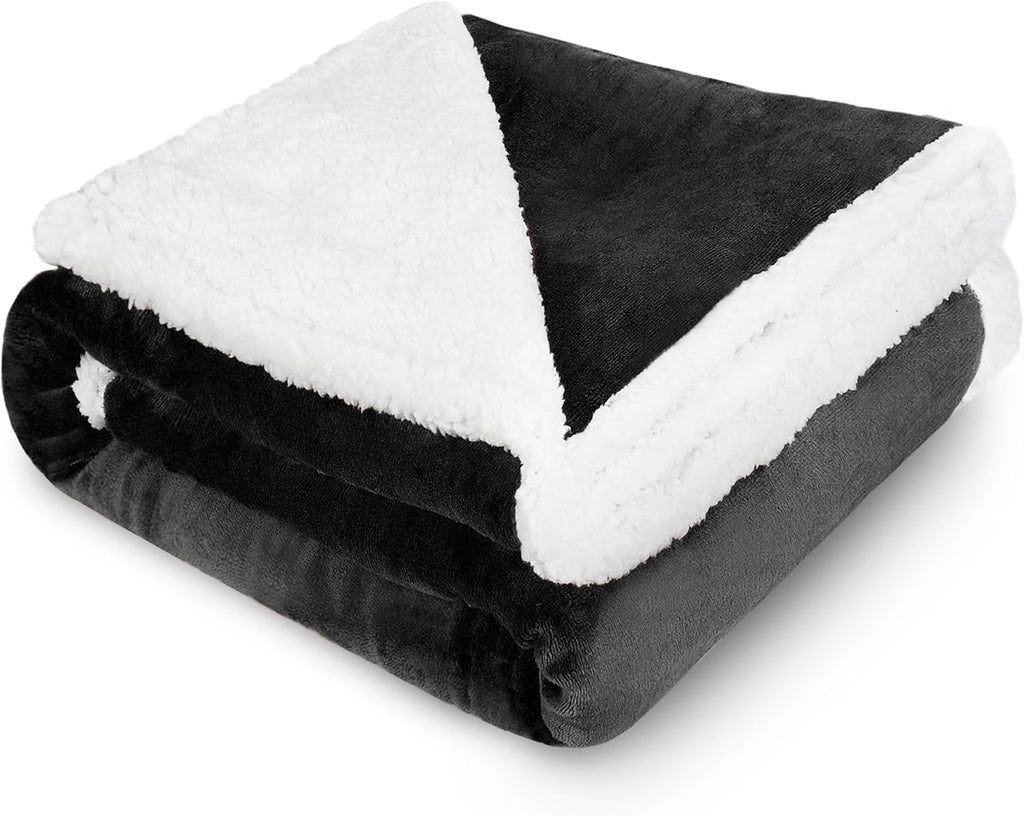 Dog Blankets for Large Dogs, Soft Fluffy Fleece Pet Blankets for Couch, Sofa, Dog Beds, Car Seats, Creat, Washable, 50X60 Inches, Black