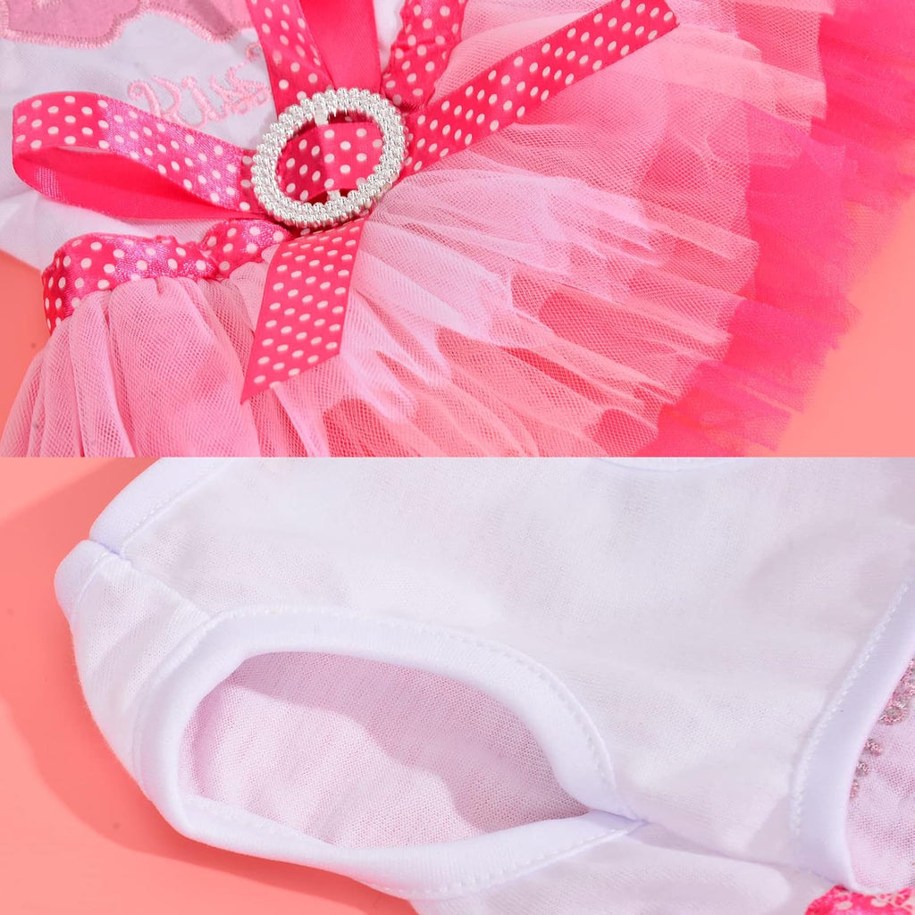 Dog Dress for Small Dog Girl Yorkie Chihuahua Clothes Pet Puppy Lace Tutu Vest Skirt Dog Princess Costume Clothing,Set of 2 (Green + Pink, X-Small)