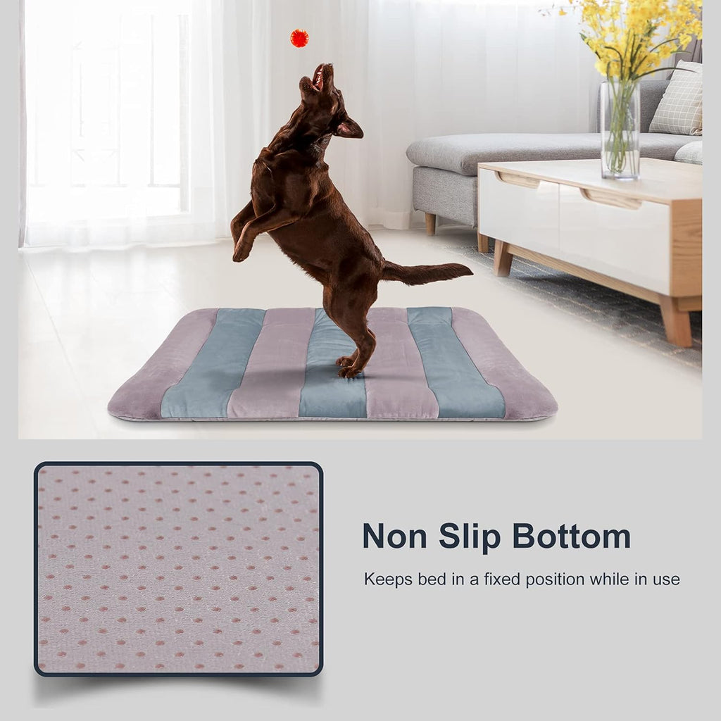 Large Dog Bed Crate Pad Mat 42" Dog Cat Pet Bed Sleeping Mats Washable Non Slip Mattress Kennel Pads, Mix Lilac Grey