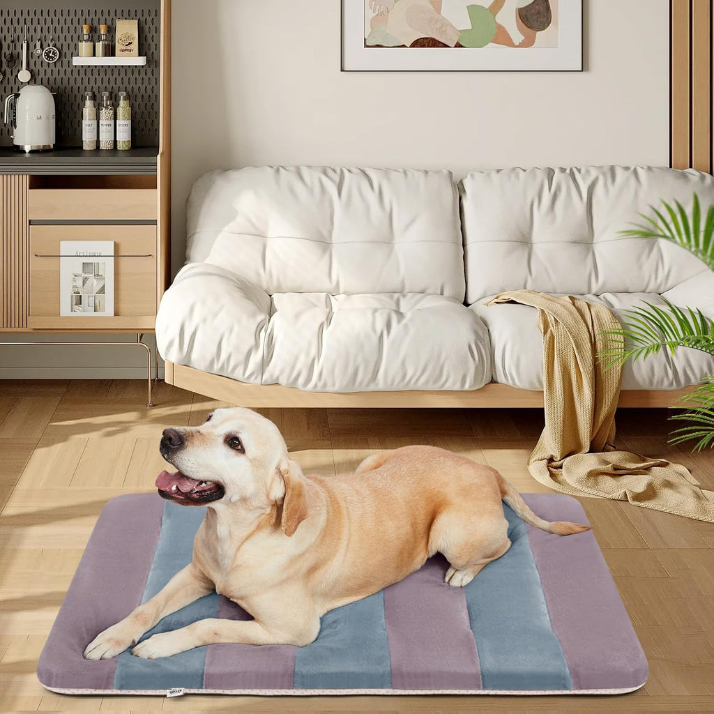 Large Dog Bed Crate Pad Mat 42" Dog Cat Pet Bed Sleeping Mats Washable Non Slip Mattress Kennel Pads, Mix Lilac Grey