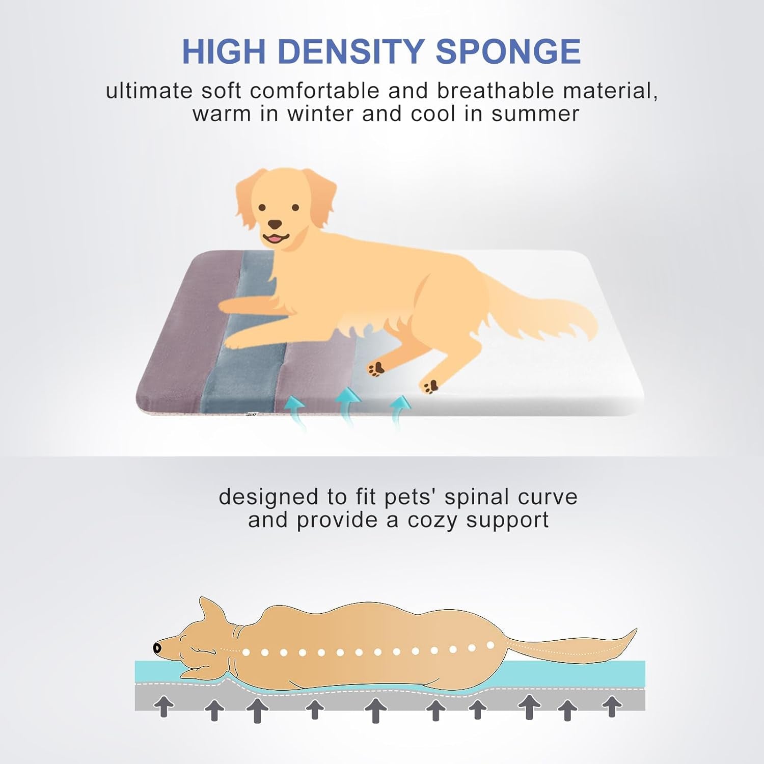 Large Dog Bed Crate Pad Mat 42" Dog Cat Pet Bed Sleeping Mats Washable Non Slip Mattress Kennel Pads, Mix Lilac Grey