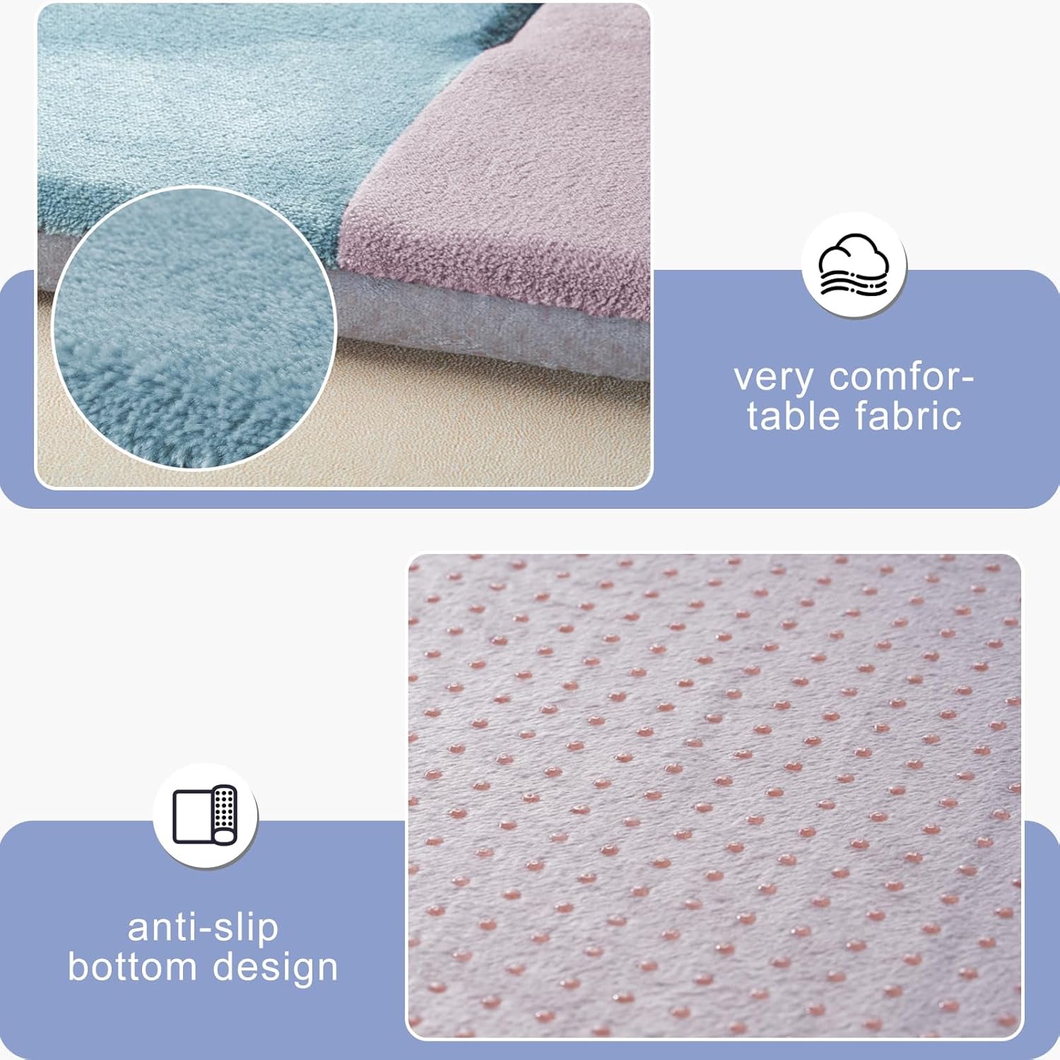 Large Dog Bed Crate Pad Mat 42" Dog Cat Pet Bed Sleeping Mats Washable Non Slip Mattress Kennel Pads, Mix Lilac Grey