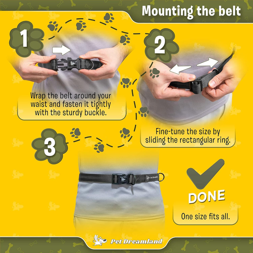 Exquisite Hands-Free Leash for Medium Dogs: Perfect for Active Pet Owners Comfortable, Durable & Ideal for Running, Walking, Hiking. Premium Dog Waist Leash with Bungee. Must-Have Dog Gear