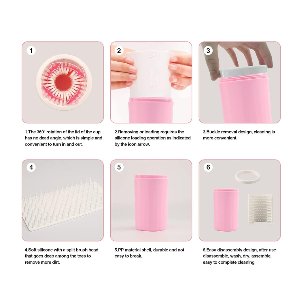 Dog Paw Washer, Dog Foot Cleaner, 2 in 1 Pet Foot Washing Cup, Brush Feet Cleaner for Large Dog