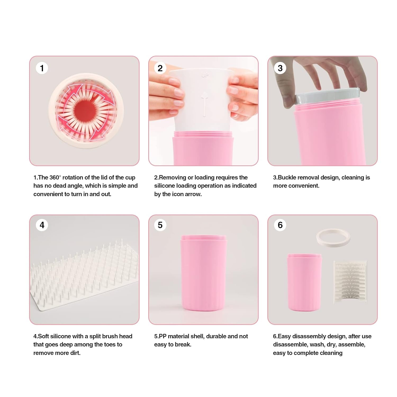 Dog Paw Washer, Dog Foot Cleaner, 2 in 1 Pet Foot Washing Cup, Brush Feet Cleaner for Large Dog