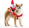 Christmas Dog Santa Claus Costume, Funny Pet Cat Halloween Cosplay, Riding, Red, Large, Polyester Cotton, Easy to Clean, Adjustable, Comfortable, Water Resistant, All Breeds, All Life Stages