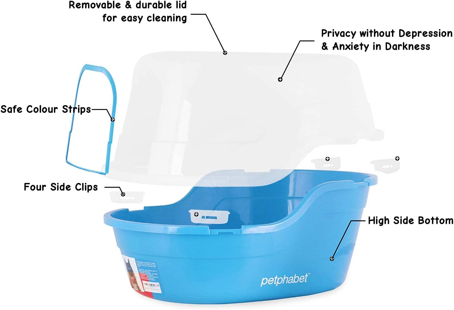Jumbo Hooded Cat Litter Box, Extra Large, Light Blue