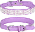 Rhinestone Dog Collar Soft Velvet Leather Cat Collars Cute Luxury Diamond Studded Bling Dog Collar Necklaces Adjustable Puppy Collar for Small Medium Large Dogs Cats Kitten (Purple,Xxs)
