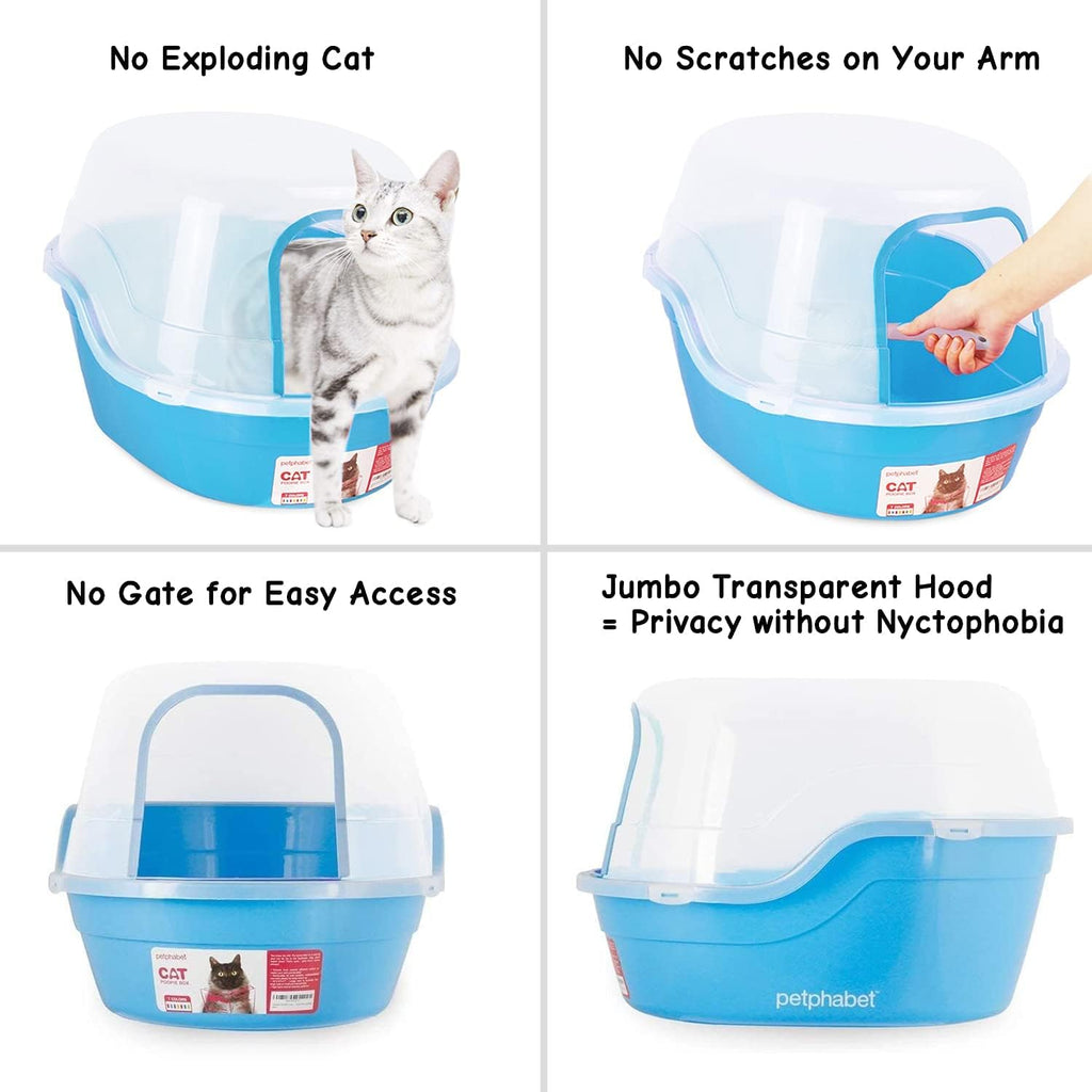 Jumbo Hooded Cat Litter Box, Extra Large, Light Blue