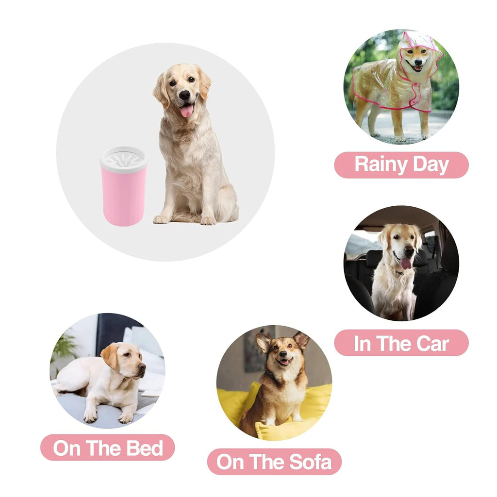 Dog Paw Washer, Dog Foot Cleaner, 2 in 1 Pet Foot Washing Cup, Brush Feet Cleaner for Large Dog